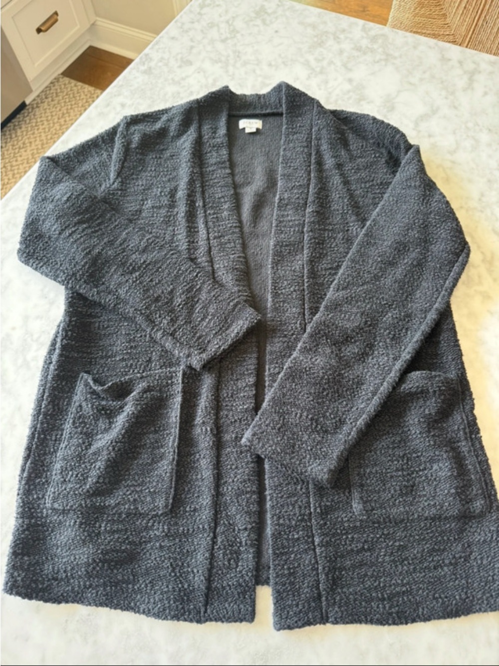 J.Crew Dark Navy Textured Open Front Cardigan Sweater Size Small